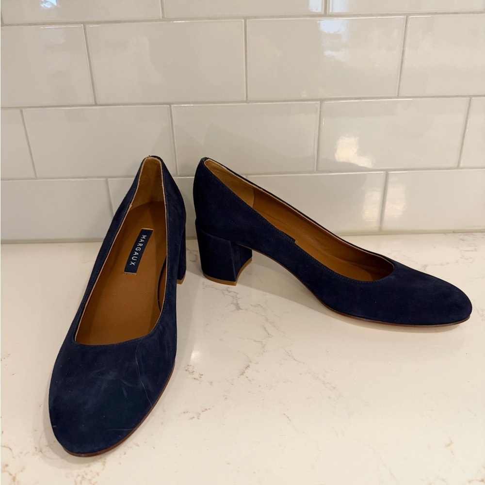 Margaux Classic Deep Blue Suede Heels - The Perfect Heel - Picture 3 of 4